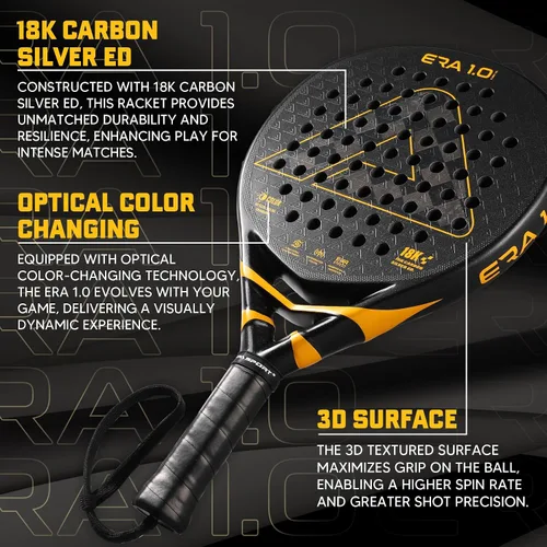 Miniatura 2 de AMA SPORT ERA 1.0 Raqueta de pádel con superficie de fibra de carbono con núcleo de espuma EVA Memory Flex Raqueta de pádel ligera de potencia
