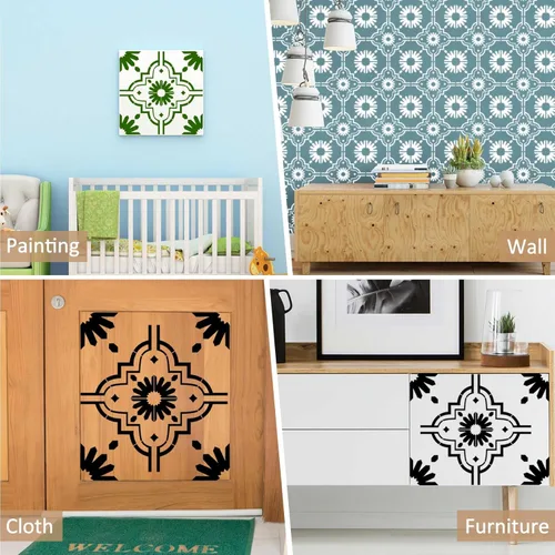 Miniatura 6 de Zonon 4 Piezas Plantillas de Azulejos Reutilizables para Suelo 12 x 12 Pulgadas Plantillas de Pared Plantillas de Patrón de Azulejos Plantillas