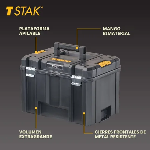 Miniatura 2 de Caja de herramientas DEWALT TSTAK, diseño extra grande, bandeja extraíble para fácil acceso a las herramientas, resistente al agua y a los escombros