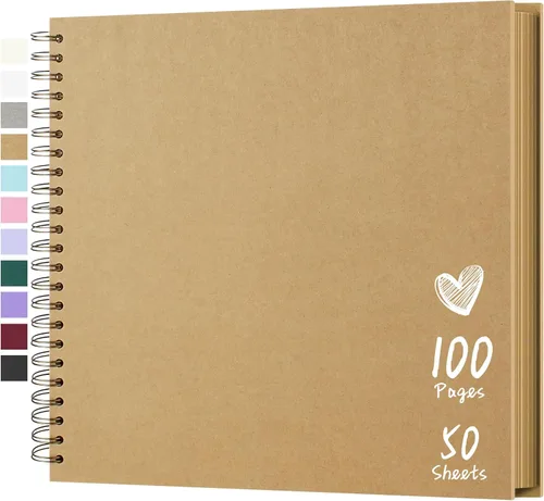 Miniatura 21 de Álbum de recortes de 7 x 7 pulgadas, álbum de recortes DIY de tapa dura de papel kraft, álbumes de fotos, 40 páginas, perfecto para fotos de 4 x 6