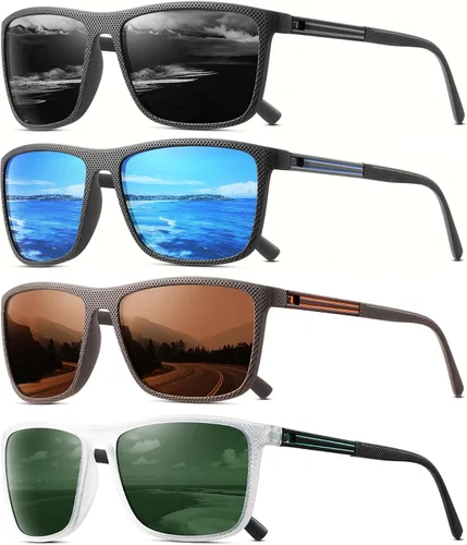 Miniatura 11 de Gafas de sol polarizadas para hombre, clásicas, ligeras, para conducir, pesca, golf, sol, protección UV 4PCS-negro+rojo+azul+lce azul-a