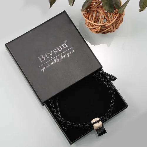 Miniatura 7 de Btysun Pulsera de cuero para hombre, pulseras con iniciales A-Z para niño, papá, hermano, regalos del día de San Valentín para él, novio, marido