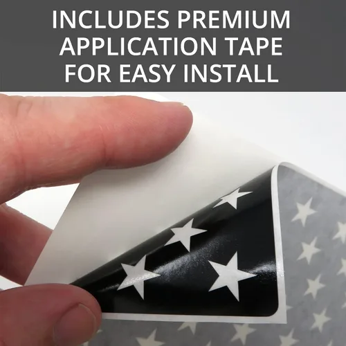 Miniatura 4 de Adhesivo de bandera estadounidense para ventana trasera media, fácil de instalar, compatible con Toyota Tacoma 2016-2022 (fibra de carbono negra)