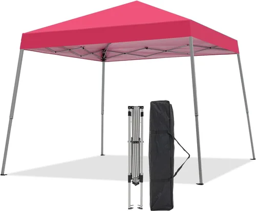 Miniatura 10 de Carpa con Toldo, Toldo Emergente de 10 x 10 Pies, Carpa Instantánea para Exteriores con Patas Inclinadas y Bolsa de Transporte, Refugio de Cenador