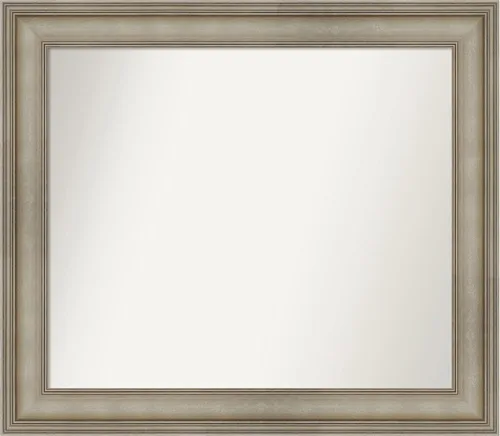 Miniatura 379 de Amanti Art Espejo de baño plateado para sobre el fregadero, 26 x 26 pulgadas, espejo cuadrado de plata antigua, marco de madera tradicional mediano