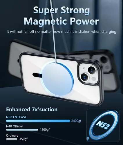 Miniatura 1759 de FNTCASE Funda para iPhone 13 Pro-Max: Fundas magnéticas transparentes compatibles con Magsafe Slim anti amarillamiento protección contra caídas