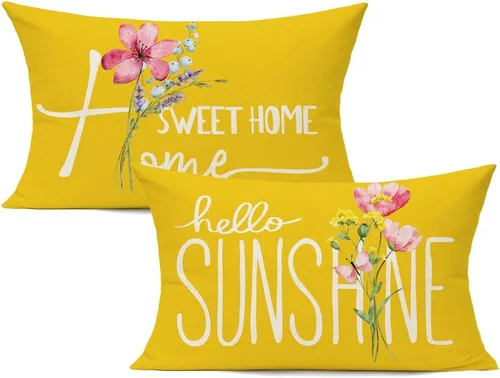 Miniatura 8 de Juego de 4 fundas de cojín decorativas de primavera para exteriores de 16 x 16 pulgadas, diseño de flores de jardín, patio, decoración del hogar
