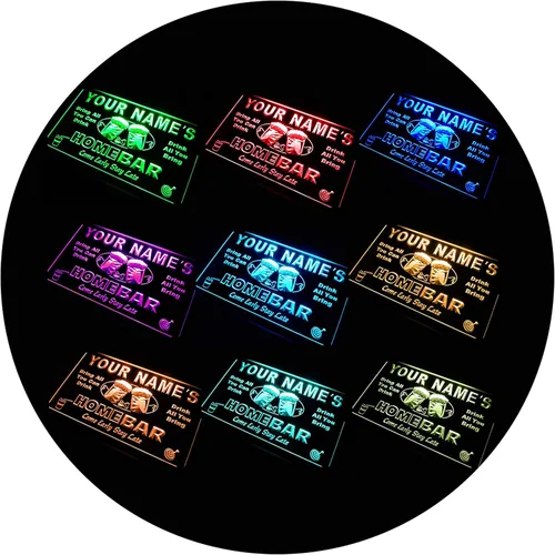 Miniatura 19 de Letrero luminoso Custom Home Bar Beer de neón; personalizado con nombre Blanco
