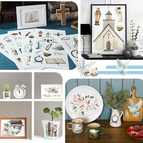 Miniatura 4 de Lincia - 10 hojas de calcomanías navideñas para manualidades y muebles, calcomanías de transferencia por fricción, muñeco de nieve, gnomo, reno