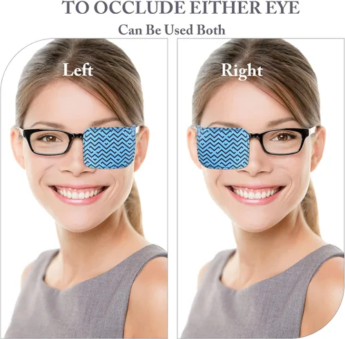 Miniatura 6 de Sosation 10 parches oculares para adultos ojo derecho izquierdo, parche ocular para gafas, estilos mixtos