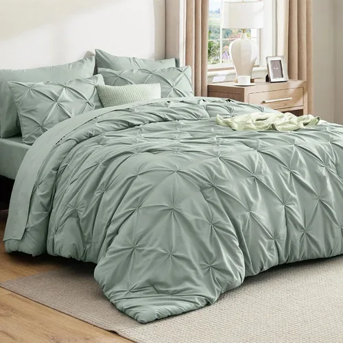 Miniatura 68 de Bedsure - Juego de edredón tamaño matrimonial verde azulado - Juego de ropa de cama tamaño matrimonial en una bolsa de 7 piezas, juego de cama 14