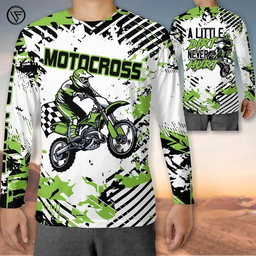 Miniatura 5 de LASFOUR Camiseta de motocross personalizada 3D para niños y jóvenes, camiseta de carreras de motocross para niños y jóvenes, camiseta de conducción