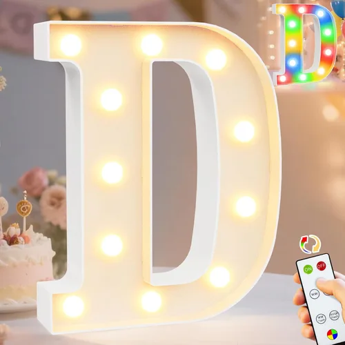 Miniatura 71 de Pooqla Letras con luces LED de marquesina, letras decorativas iluminadas en blanco cálido y blanco frío, letras del alfabeto iluminadas para niños