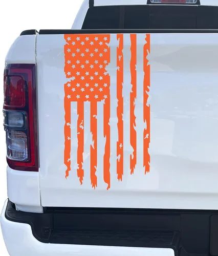 Miniatura 10 de Aldera Graphics Calcomanía de vinilo con la bandera de Estados Unidos de Estados Unidos envejecida compatible con la mayoría de las camionetas