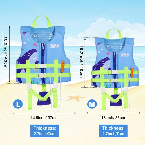 Miniatura 4 de MoKo Swimming Vest for Kids 20-30-50-77 lbs, Children Swim Vests Water Activity Equipment Cute Pattern Watersports Swimming Device for Toddlers Boys