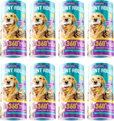 Miniatura 13 de POPCHOSE Rodillos de pelusa para pelo de mascotas extra pegajosos, 600 hojas extra pegajosos para pelo de mascotas, 3 asas y 6 rollos adhesivos