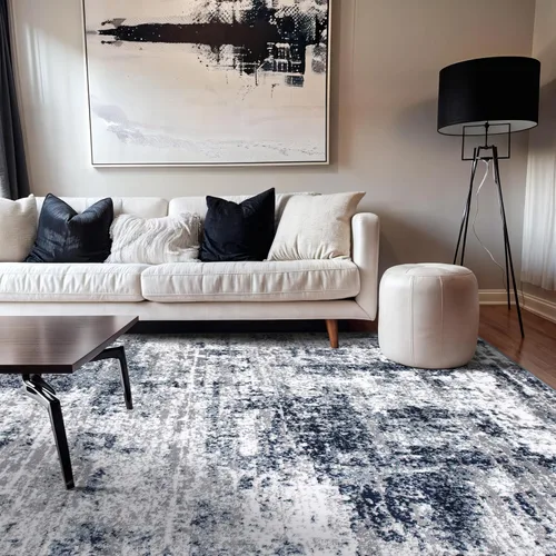 Miniatura 13 de Rugshop Alfombra abstracta azul envejecida moderna inspirada en estilo bohemio para entrada, cocina y baño, 2 x 3 pies