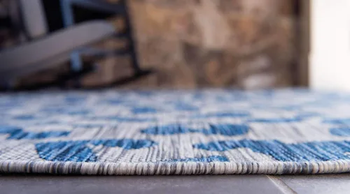 Miniatura 4 de Unique Loom Outdoor Safari Collection Alfombra de área - Leopardo (5 pies 1 pulgada x 8 pies, rectangular, azul/gris)
