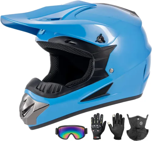 Miniatura 16 de Casco de motocross juvenil para niños, aprobado por el DOT, equipo de seguridad de cara completa para bicicleta de montaña, ATV, motocross