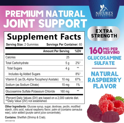 Miniatura 2 de Gomitas de apoyo articular – Glucosamina Plus Vitamina E Suplemento de apoyo articular de la naturaleza para molestias ocasionales para espalda
