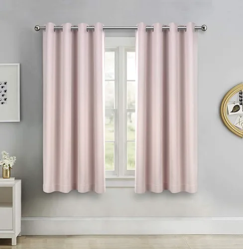 SINGINGLORY Cortinas opacas de color rosa bebé para dormitorio y sala de estar, cortinas de oscurecimiento con textura de lino con ojales, juego de