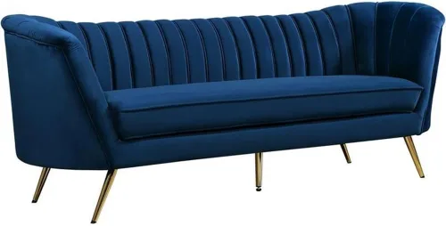 Miniatura 7 de Meridian Furniture Colección Margo Modern Sofá tapizado de terciopelo contemporáneo con acolchado de canal profundo y patas de acero inoxidable