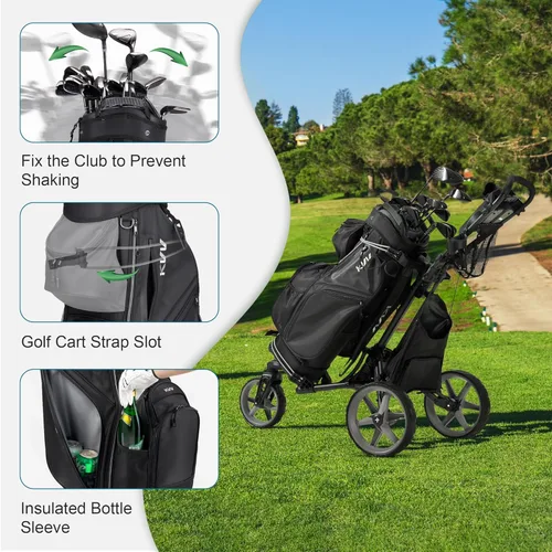 Miniatura 3 de KVV Bolsa Organizadora de Carrito de Alta Gama, Bolsa de Golf Silenciosa Premium con Asas Duales, 14 Ranuras de Bloqueo para Clubes para Hombre