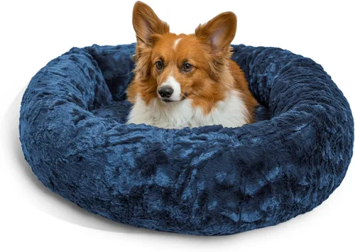 Miniatura 65 de Best Friends by Sheri - The Original Calming Donut - Cama calmante en forma de dona para perros y gatos - Pelo largo, gris escarcha, S, 23 x 23