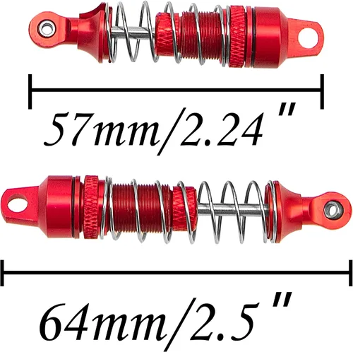 Miniatura 6 de Paquete de 4 amortiguadores Vgoohobby Suspensión delantera y trasera compatible con 1/18 losi Mini T 2.0 Mini-B 2WD RC Stadium Piezas de Rojo