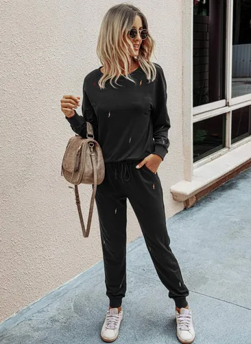 Miniatura 83 de Prettygarden - Conjunto de pijama de dos piezas para mujer, diseño de teñido anudado, sudadera informal de manga larga con pantalones largos, ropa