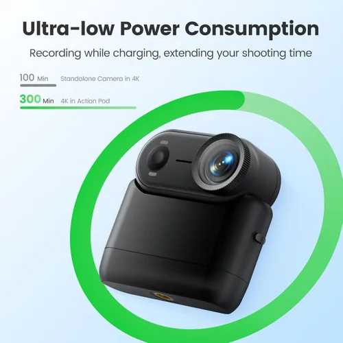 Miniatura 5 de Cámara POV 4K 30FPS, cámara portátil para vlogging con 10 mts impermeable, mini cámara de acción de 64GB con estabilización EIS, cámara corporal