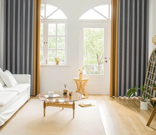 Miniatura 9 de Daesar Blackout Curtains for Bedroom 63 Inch Length, Eyelet Thermal Drapes Splicing Jacquard Geometric Texture Beige White Yellow Blackout Curtains
