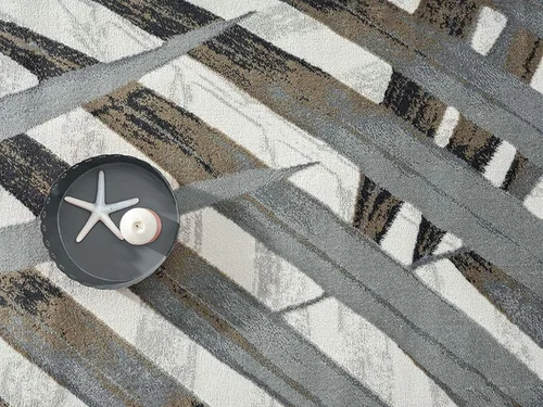 Miniatura 6 de Abani Alfombra decorativa de estilo ecléctico moderno con diseño de hojas de palma, color marrón, gris y beige (4 x 6 pies, gris y marrón)