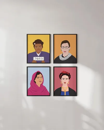 Miniatura 5 de HAUS AND HUES Juego de 4 pósteres feministas inspiradores para habitación de adolescentes y niñas, impresiones artísticas y decoración para mujeres