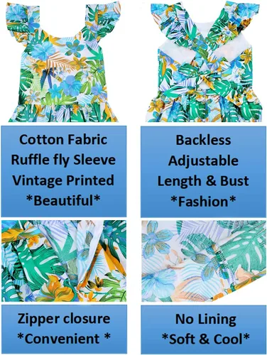 Miniatura 318 de Vestido de verano para niña, de algodón, con diseño floral