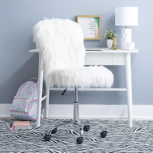 Miniatura 7 de Linon Cora Faux Flokati - Silla de oficina sin brazos, color blanco