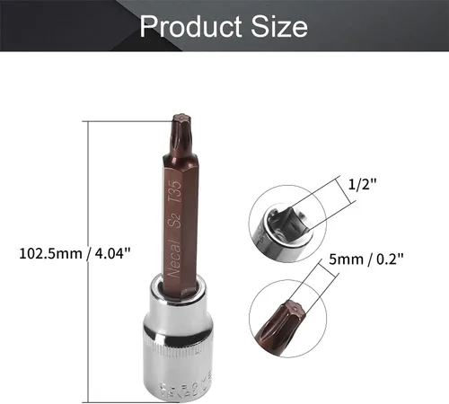 Miniatura 2 de Utoolmart 1/2-Inch Drive T35 Torx Bit Socket S2 Acero 3.937 in Longitud Auto Reparación Impacto Listo Herramienta 1