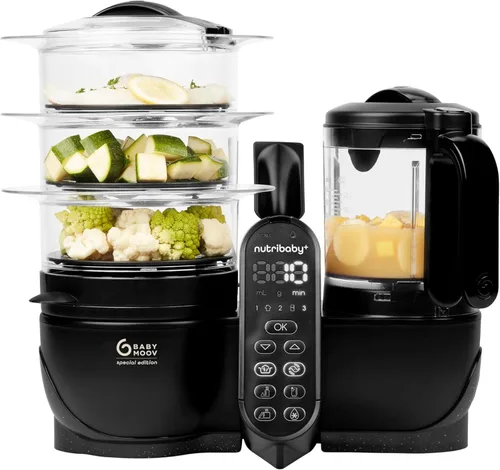 Babymoov Duo Meal Station XL 6 en 1 - Máquina de alimentos para bebés, procesador de batidora de vapor de gran capacidad, calentador de botellas,