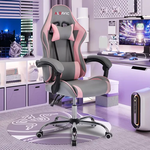 Miniatura 11 de Silla de juegos para adultos, silla ergonómica de respaldo alto para juegos de computadora con reposacabezas y soporte lumbar, color naranja