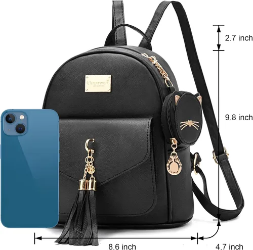 Miniatura 3 de I IHAYNER Mochila de moda para niñas, mini monedero, mochila pequeña de cuero para adolescentes, niñas con monedero