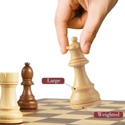 Miniatura 4 de Bivomon Piezas de ajedrez de madera solamente - Piezas de ajedrez de torneo pesadas con 2 reinas extra - Rey de 3.8 pulgadas de altura - Reemplazo