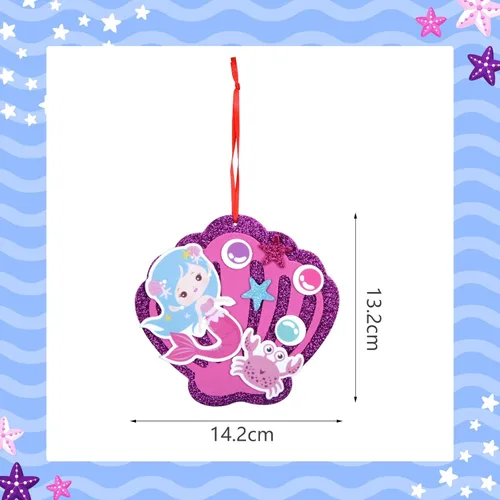 Miniatura 7 de Fennoral Paquete de 8 Manualidades de Sirena para Niños, Crea tu Propia Concha de Sirena con Adhesivos de Espuma, Artes y Manualidades DIY