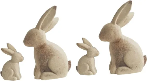 EXCEART Juego de 2 figuras de conejo de madera, sin terminar, rústico, para manualidades, decoración del hogar, adornos de escritorio