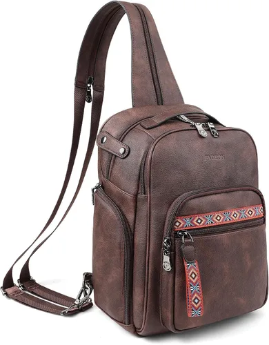 Miniatura 12 de FADEON Bolso bandolera grande para mujer, bolso cruzado de cuero de diseñador, mochila convertible, mochila antirrobo para viajes, 1 estilo retro 1