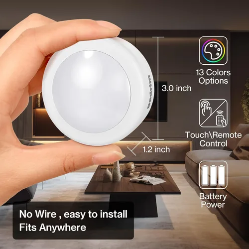 Miniatura 5 de Cadrim Luces de disco – LED que cambian de color, luces regulables debajo del gabinete con controles remotos inalámbricos para cocina (paquete de 1)