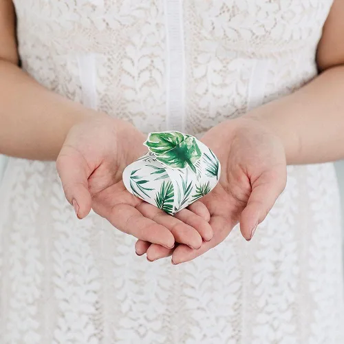 Miniatura 2 de Cajas de papel de regalo de boda de forma única, hoja de palmera, juego de 10