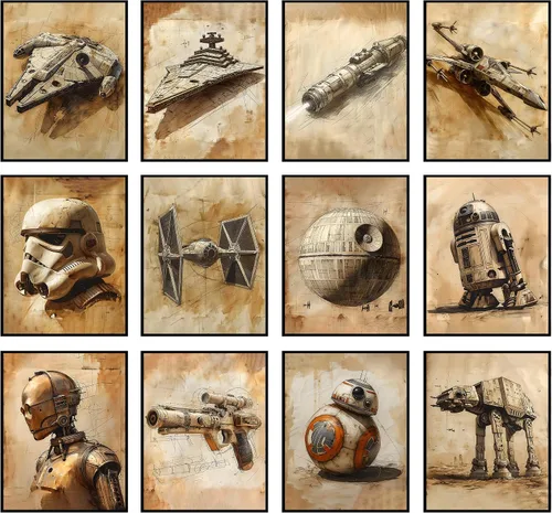 Miniatura 8 de BigWig Prints Planos de Star Wars - Póster de Star Wars, decoración de pared de Starwars, pósteres de Starwars para paredes, estrella de la muerte