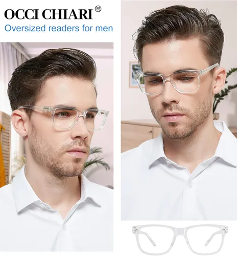 Miniatura 2 de OCCI CHIARI Anteojos de lectura grandes para hombre con marco grande 100 125 150 175 200 225 250 275 300 350 400 500 600 (transparente, 1.0)