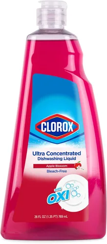 Clorox Jabón líquido ultra concentrado para platos con OXI, aroma a flor de manzana, detergente para lavavajillas probado por dermatólogos sin