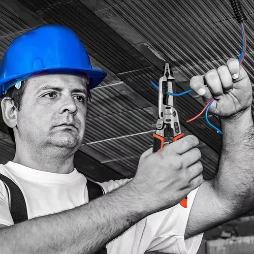 Miniatura 2 de TOOLEAGUE Herramienta pelacables 9 en 1, cortadores de cables, alicates de punta de aguja multifuncionales C-RV para pelar cables eléctricos, corte